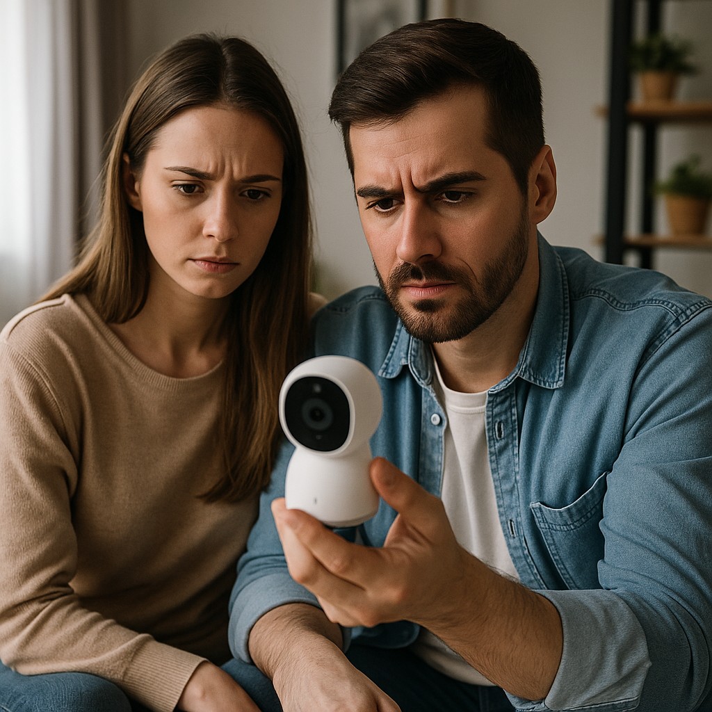 Couple réunionnais discutant dans une maison tout en s’interrogeant sur une éventuelle surveillance